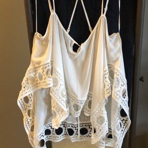 White spaghetti strap poncho shirt